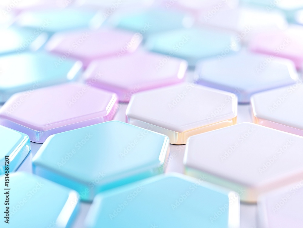 Poster pastel hexagon grid: abstract interlinked geometric pattern