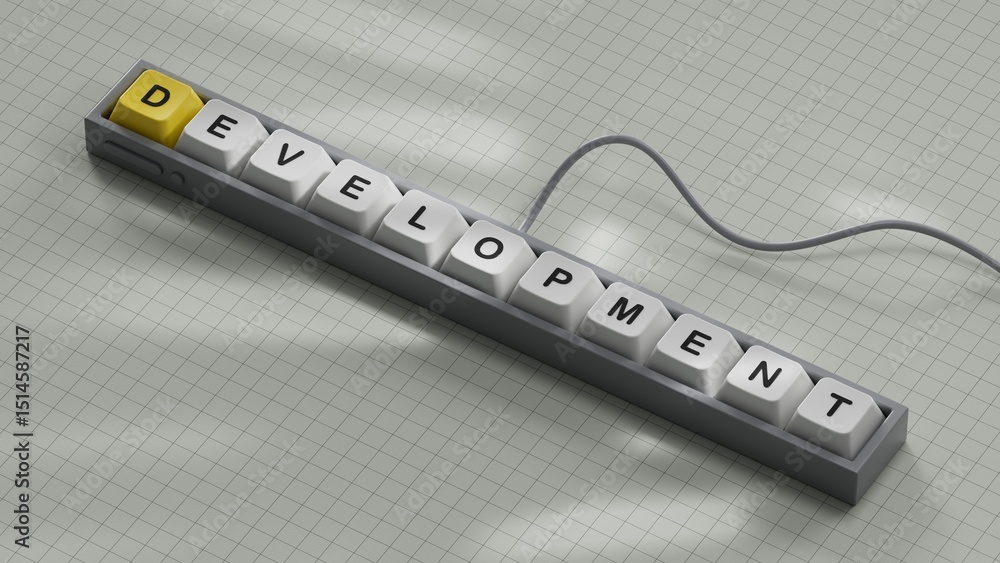 Poster development.3D illustration of Computer keyboard keys.close up of Computer keyboard keys,3D rendering on white background.
