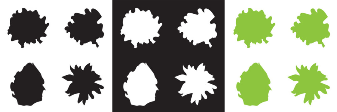 Tree top icon collection. diverse foliage patterns, ideal for architectural plans, landscape designs. Vector for websites, mobile interfaces, presentations, banner, visual branding etc. EPS 10