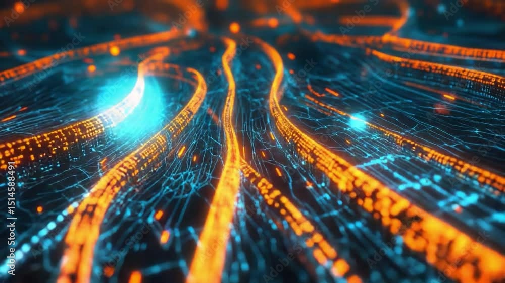 Poster digital flow: this dynamic digital illustration captures the essence of interconnectedness with flow