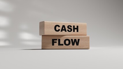 CASH FLOW words on wooden blocks. wooden blocks. Copy space.3D rendering on white background.