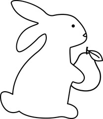 Cute Mid-Autumn Festival bunny holding pomelo Children's coloring page.
Mid autumn festival rabbit outline vector cartoon isolated.
Asian Festival.
Transparent background, SVG file.