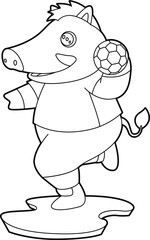Boar Handball player Handball Animal Vector Graphic Art Illustration