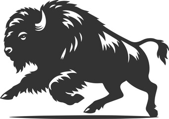Black drawing silhouette of a bison animal vector
