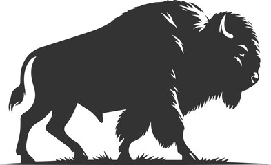 Black drawing silhouette of a bison animal vector