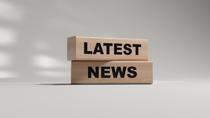 Latest News symbol. wooden blocks with words 'Latest News'. wooden blocks. Copy space.3D rendering on white background. 
