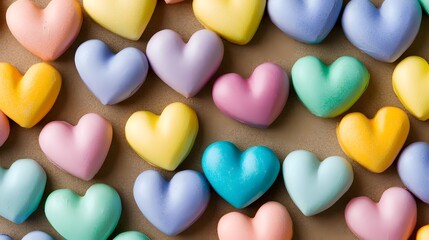 Fototapeta premium Pastel Heart Candies Valentine's Day Background