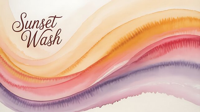 Beautiful watercolor sunset wash abstract art with gentle wavy gradient background elements