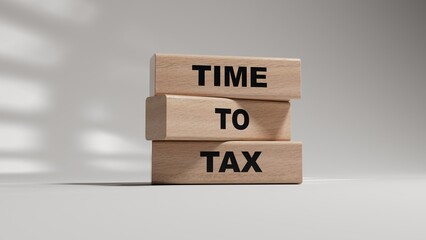 TIME TO TAX - text on wooden blocks. wooden blocks. Copy space.3D rendering on white background.