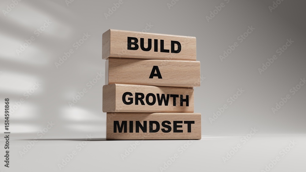 Poster build a growth mindset symbol. concept words build a growth mindset on wooden blocks.business and bu