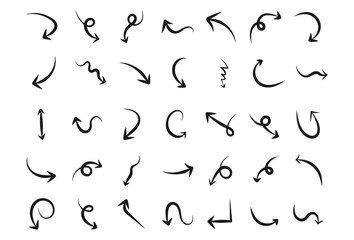 Hand drawn grunge arrows collection. Black arrow pointing right. illustration template