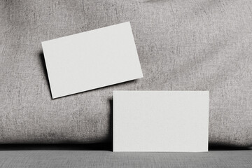 Business Card on Fabric Material Mockup