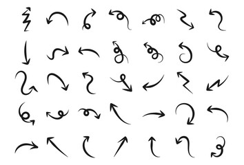 Naklejka premium Hand drawn grunge arrows collection. Black arrow pointing right. illustration