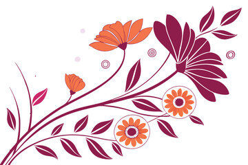 Botanical doodle background art vector set. Flower and leaves abstract shape doodle art design for print, wallpaper, clipart, wall art for home decoration.