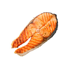 salmon steak isolated on white background