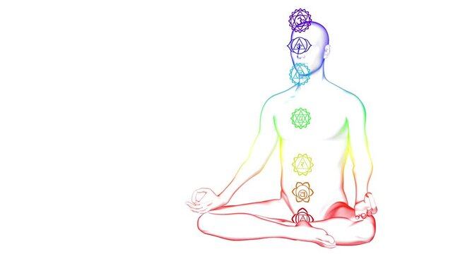 looped 3D animation. the human chakra system according to Vedic teachings