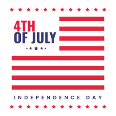 Modern Independence Day Poster. Abstract American Flag with Red Stripes and Stars