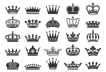 Premium Crown Silhouette Set, royal luxury crown collection. vector illustration 1