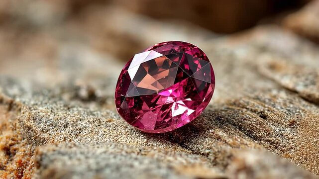 close up Spinel  gemstone in rock ground natural landscape 