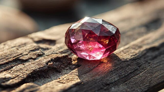 close up Spinel  gemstone in rock ground natural landscape 