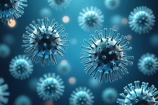 Floating Virus Particles Highlighting Global Health Concerns