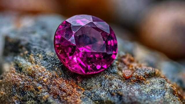 close up Spinel  gemstone in rock ground natural landscape 