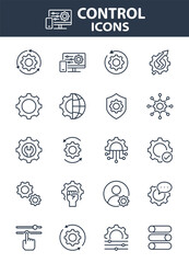 Set of control icons, system, setting