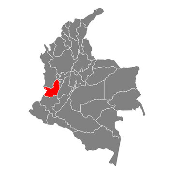Valle del Cauca of Colombia map shape, travel web flat concept icon vector illustration