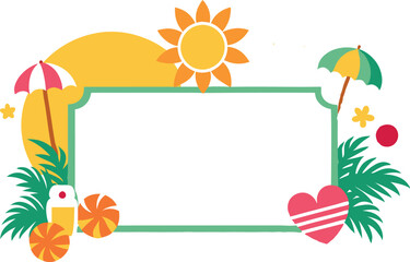 Fototapeta premium Colorful Vector Frame with Summer Elements