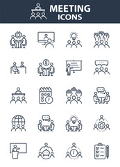 Set of meeting icons, conference, business