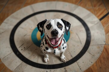 Dalmatian in the Middle of Concentric Circles