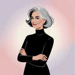 Old woman with women's haircut