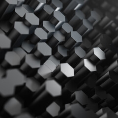 Graphite hexagonal background with depth of field