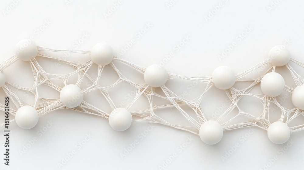 Poster abstract white sphere network on grid background