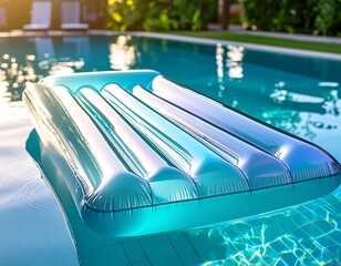 Inflatable pool raft on water