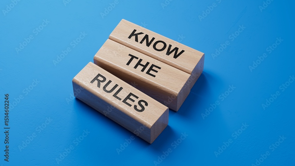 Fototapete know the rules symbol. wooden blocks with words know the rules.business and know the rules concept. 