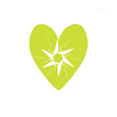green heart with a flower