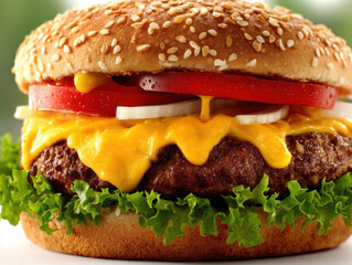 An isolated image of a delicious cheeseburger
