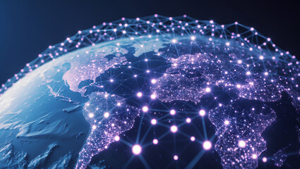 Global network connection abstract concept illustrating data communication and technological advancements