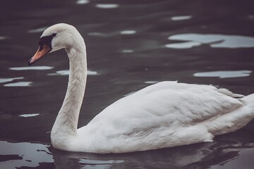 Elegant swan gliding across calm water