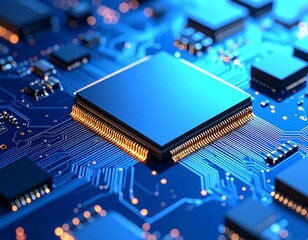 Fototapeta premium Close-up circuit board with processor