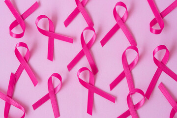 healthcare and medicine concept. pink breast cancer awareness ribbon.