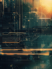 Naklejka premium Tech Circuit Gradient Layout