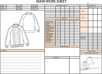 Main Work Sheet for Sweater Designs