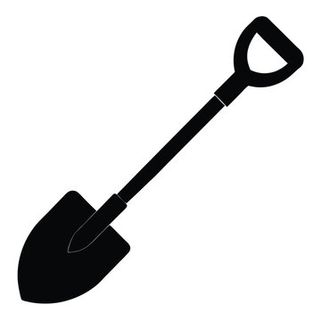 recommend clip art: Black silhouette illustration of a shovel used for gardening or construction projects