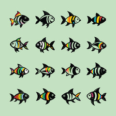 Boesemani Rainbow. aquarium fish vector art illustration
