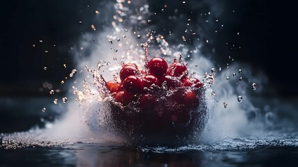 Cherry Splash in Water AI Generative