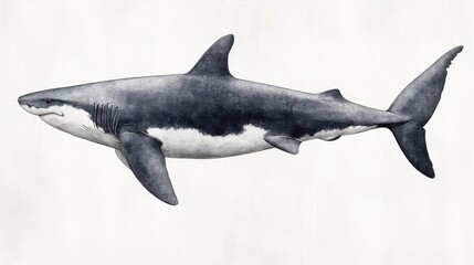 Naklejka premium Megalodon: Prehistoric Shark Illustration