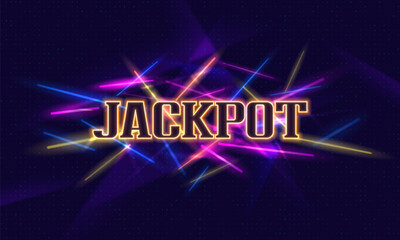 Shining neon sign Jackpot on a bright background. Vector illustration.