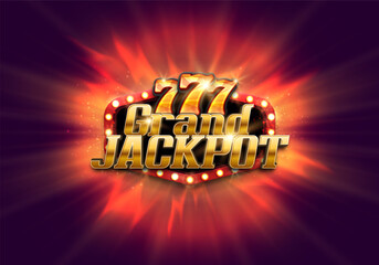 Shining sign Grand Jackpot on a bright background. Vector illustration.
